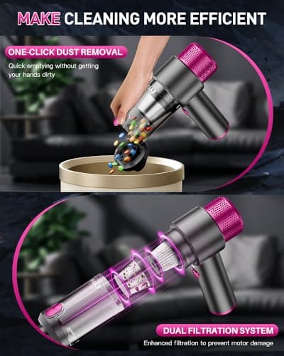 EYYA Handheld Cordless Car Vacuum Cleaner, 4-in-1 Portable Mini Car Vacuum Cleaner, 15000PA High Power & Air Duster with LED Light for Home Office 5