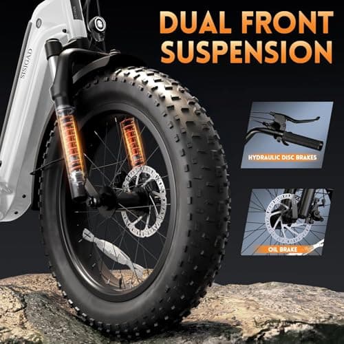 SISIGAD Electric Bike for Adults Peak1500W,E Bike 48V 15Ah Removable Battery Max Range 80Miles, 28Mph Ebikes for Adults,20 * 4" Fat Tire Cargo Electric Bicycle,450lbs Capacity (White Gray) 5