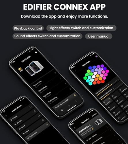 Edifier QR65 Desktop Active Monitor with 2.75" Long-Throw Aluminum Diaphragm mid-Low Drivers, Hi-Res Audio, Brilliant Light Effects, 70W Output Power Bluetooth Speakers with Stands - White 7