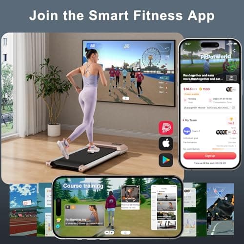 MJWW Walking Pad Treadmill, 2.2 HP Low Noise Under Desk Treadmill with APP, 3 in 1 Portable Treadmills for Home/Office/Small Spaces with Remote Control LED Display, 250 LBS Capacity 2