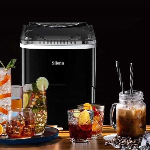 Silonn Ice Maker Countertop, 9 Cubes Ready in 6 Mins, 26lbs in 24Hrs, Self-Cleaning Ice Machine with Ice Scoop and Basket, 2 Sizes of Bullet Ice for Home Kitchen Office Bar Party 7