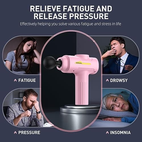 SORUDEL Massage Gun,Massage Gun Deep Tissue for Pain Relief with 7 Massage Heads & 6 Speeds and Carrying Case (Pink) 8