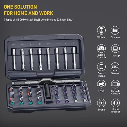 42 in 1 Magnetic Screwdriver, Screwdriver Set, Multi Bit Ratcheting Screwdriver Set with Storage Case Repair Tool Kit for Computer, Eyeglass, Bicycles, Watch, Ring Doorbell, Furniture and DIY 9