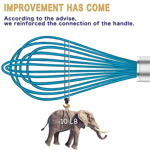 OYV Silicone Whisk,Heat Resistant 480°F Whisks For Cooking Non Scratch,Stainless Steel wired wisk,Plastic Rubber Whisk Tool For Nonstick Cookware Pans,Silicon Wisks Set of 4,Blue 5