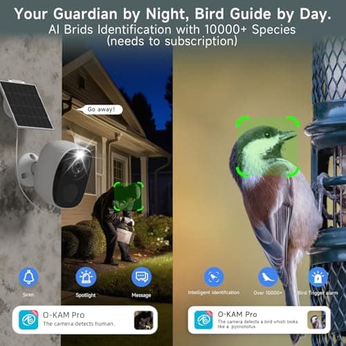 4PC Wireless Solar Outdoor Security Camera, 2.4/5G WiFi Outdoor Camera Wireless with Solar Panels,2K Color Night Vision, IP65 Waterproof, AI Motion Detection, 2 Way Talk, IP65, SD/Cloud,Works w/Alexa 8
