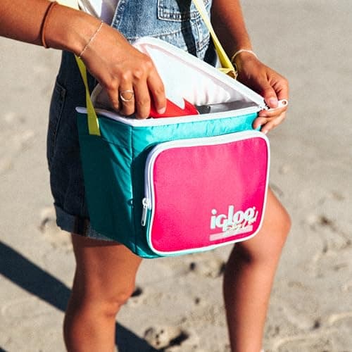 Igloo 90s Retro Collection Square Lunch Box Cooler with Front Pocket and Adjustable Strap, Insulated Leakproof Lunch Cooler Bag, Reusable Lunch Tote 6