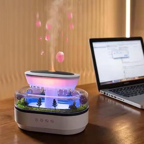 Cloud Rain Cloud Humidifiers 350ML Water Drip Mushroom Humidifiers with Remote Control 7 Colors Mood Light Air 28dB Quiet Humidifier Raindrop Humidifiers for Bedroom (White)