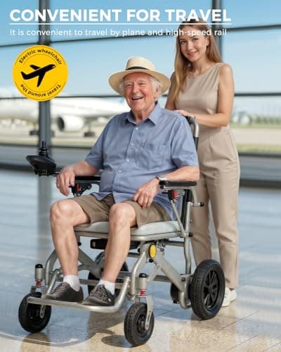 Ultralight 34lbs Foldable Electric Wheelchair for Adults, 350lbs Capacity, 500W Motor & Detachable Lithium Battery, Aluminum Frame Electric Wheelchair, All-Terrain Magnesium Wheels 9