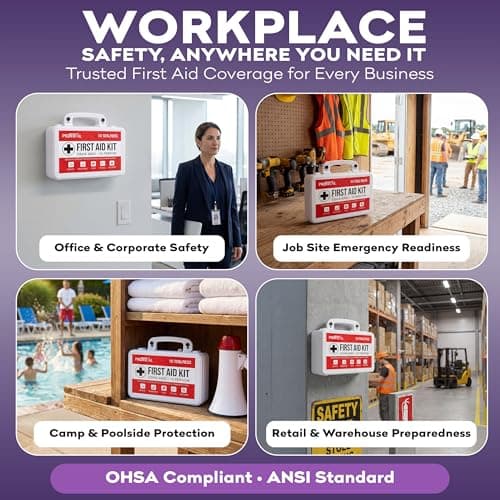 OSHA Compliant First Aid Kit - 10 Person, Type III, ANSI Class A, 111 Pieces Emergency Kit for Business, Office, Home, Workplace, Truck, Car & Construction Site - Latex Free, Wall Mountable | ProHeal 6