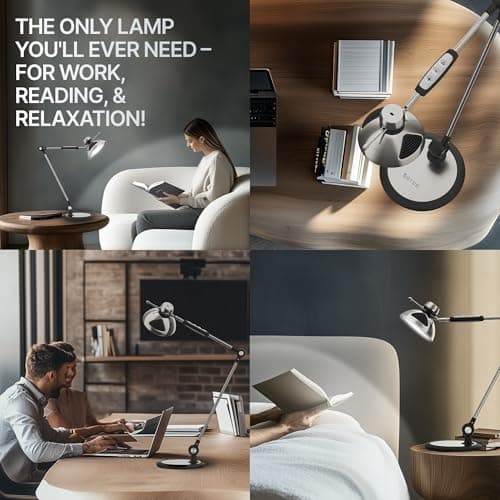 OTUS LED Desk Lamp for Home Office, Gesture On Off and Touch Control, Tall Architect Swing Arm Desk Light, 1500 Lux Eye Care Dimmable, 12 Levels, 3 Color Temps, Weighted Metal Base 4