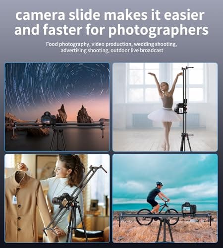 Zecti Camera Slider 24"/60 cm Adjustable Carbon Fiber Camera Dolly Track Slider Video Stabilizer Rail for Camera DSLR Video Movie Photography Camcorder Stabili & Phone, Black 6