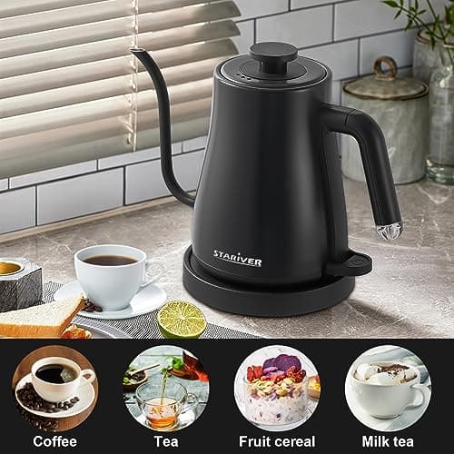 Stariver Electric Kettle Gooseneck Kettle, 1.2L Water Kettle, BPA-Free, Pour Over Tea Pot Stainless Steel for Coffee & Tea with Fast Heating, Auto-Shut Off and Boil-Dry Protection Tech, Dark Blue 5