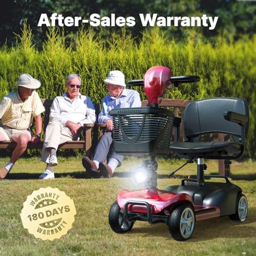 iScooter 4 Wheels Mobility Scooter, Up to 300LBS Mobility Scooter for Seniors & Adults, Foldable Electric Wheelchair Device, LED Headlight, Basket, Cup Holder,Long Range,USB Charging 9