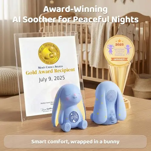 Mom's Choice Awards丨Bunny White Noise Sound Machine Baby for Sleep- AI Cry Detection, 100 Soothing Sounds, 5-Year APP Access Included, Easter Gifts for Baby, Night Light & Sleep Trainer, New Mom Gift 2