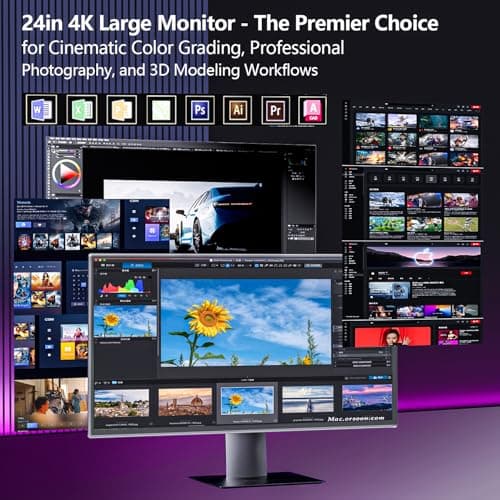 4K Large Portable Monitor 24“ Travel Monitor UHD 3840*2160 120% sRGB External Second Screen for MacBook Laptop Desktop Mini PC W/Stand VESA HDMI USB-C Gaming Display for PS5/Xbox Devices(O2401) (4K) 8