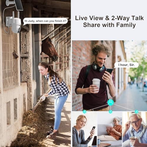 4G LTE Cellular Security Camera No Internet Needed, Solar No wifi Security Camera Outdoor Wireless With SIM Card Jobsite, 2K Color Night Version, 360 Live View, Motion Detection, 2-Way Audio 8