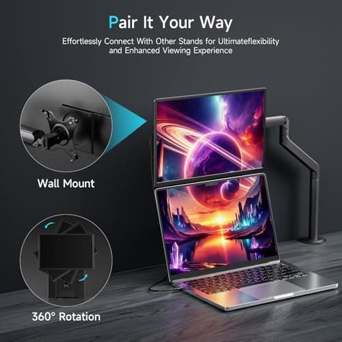 Laptop Screen Extender Portable Monitor, Dual 16.1" 1080P FHD Frameless Screen, Detachable Monitor Extender for Laptop, Fit for 13-17" Laptops, Compatiable with Windows/Mac/Chrome/Android (N2-16.1") 5