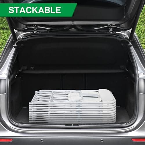 GODECOR 10pcs Folding Chair, Plastic Chairs with 330-Pound Capacity, Easy to Fold and Store Suitable for Indoor & Outdoor, Wedding, Party, Restaurant, Meeting Room, Patio and Garden, White 6