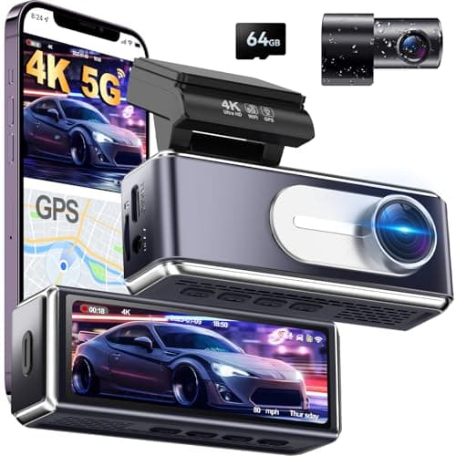 VICDREAM Dash Cam Front and Rear,4K UHD Dual Dash Camera for Cars,Built-in 5G WiFi GPS,64GB Card,170°Wide Angle,Car Camera with 3.2" Screen,Night Vision,App Control,Loop Recording,HDR,24H Parking Mode