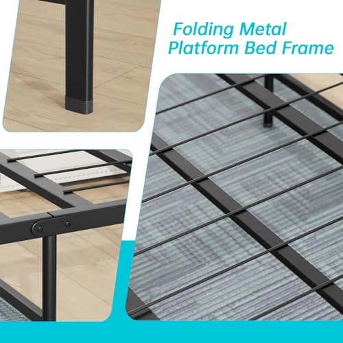 BestMassage | Twin Bed Frame | Metal | Heavy Duty Steel Slats with 6 Legs | Foldable | Sturdy, No Box Spring Needed | Easy to Assemble with Under-Bed Storage | Furniture for Home, Dorms 6