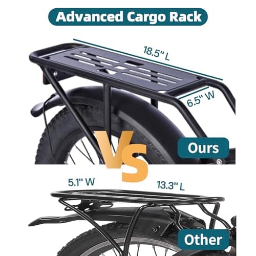 GELEISEN Folding Electric Bike for Adults, 20"×3.0 Fat Tire Electric Bicycle, 374.4Wh Battery Ebike, 20MPH Electric Cargo Bike with LCD Color Display & 6 Speed Gears (Fits for 5'0"+) (Black) 5