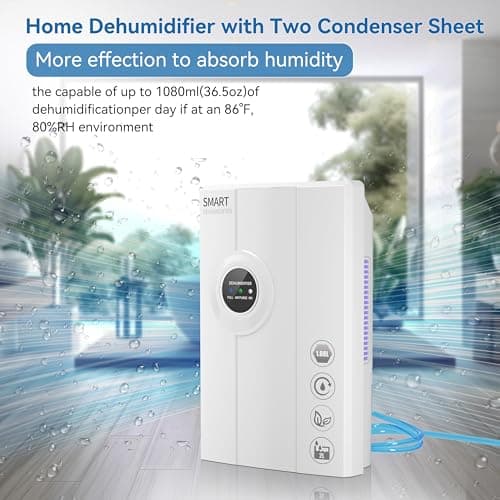 Posdry Air Dehumidifier for Home 68oz Water Tank with Drain Hose,Auto Shut-off for Bedroom,Bathroom,2L Ultra Quiet Small Dehumidifier for Basement RV,Closet 323sq.ft 5