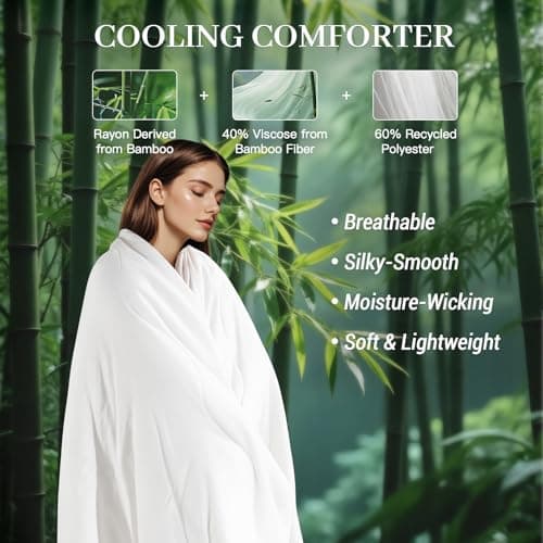 NEXHOME PRO 100% Viscose Derived from Bamboo Comforter Queen Size - Cooling & Moisture-Wicking Bedding - All Season Lightweight Design - Natural Organic Queen Duvet Insert 5