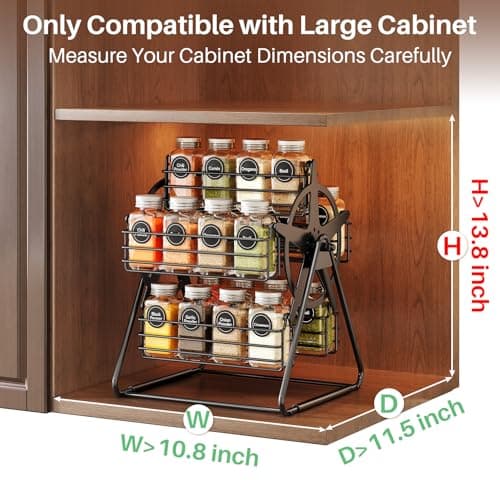 Rotating Spice Rack Organizer for Large Cabinets Kitchen Countertop with Thicken Spice Jars and Labels, Spinning Like Ferris-Wheel, Metal (M) 5
