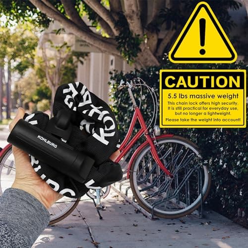 KOHLBURG Security Chain Lock [Sold Secure Gold] – 4ft Long Bike Chain with 4 Keys – Heavy Duty Bike Lock 0.33" – for Bicycle Ebike & Motorcycle – Motorbike & Scooter Anti Theft 6