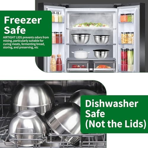 WEPSEN Mixing Bowls Set, 25PCS Stainless Steel Mixing Bowl with Lid Set, Large Nesting Bowls 7, 4.5, 3,2, 1.5QT, Measuring Cups and Spoons Baking Utensils Metal Bowl for Kitchen Prep 8