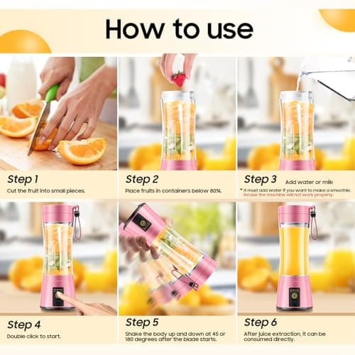 Personal Size Cordless Portable Blender - BAP Free Blender Make Smoothies & Shakes, 12 Oz Juice Cup with 6 Blades, Quickly Squeezed in Office/Picnic/Sports/Home 5