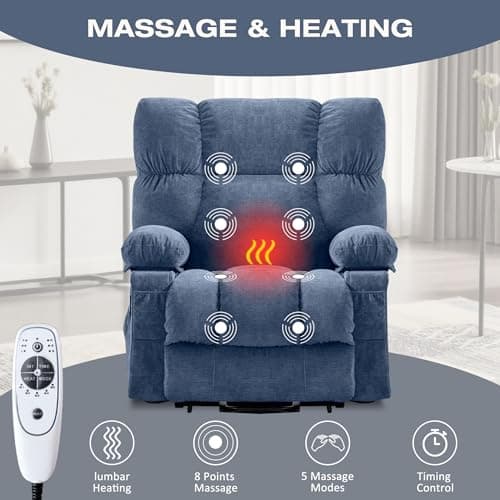 Power Lift Recliner Chair with Vibration Massage & Lumbar Heating for Elderly, Electric Lift Chair with USB Charging Port & Side Pocket, Comfortable Recliner for Living Room 5