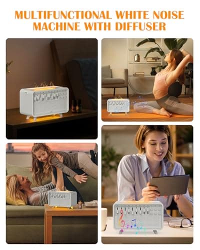 VLU White Noise Sound Machine Diffuser, Essential Oil Diffusers for Home, Air Aroma Diffuser Humidifier with 8 White Noise Effect & LED Night Light, Speaker, Timer, Plug in Design 9