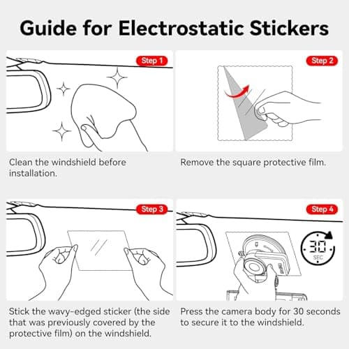 REDTIGER Suction Mount for F7N Series Dash Cam,Built-in GPS Module,Easy Install,180° Rotatable,Includes Adhesive Pads and Electrostatic Stickers 6