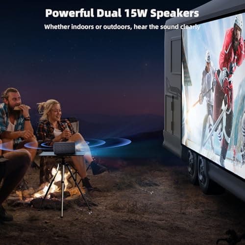 OmniStar 4K Projector with WiFi and Bluetooth, Mini Projector for Iphone 1080P Full HD with Speaker, Auto Focus/1500 ANSI/WIFI6/5G, 200" Display Compatible with iOS/Android/HDMI/USB/TV Stick L80 7