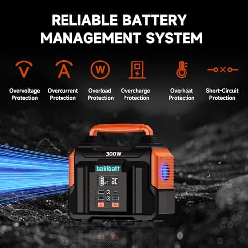 Portable Power Station 300W 257wh Lithium Battery Bailibatt Small Portable Generator for Home Use Camping Travel Emergency Hunting Outdoor, Large Power Bank with AC Outlet for Laptop 6