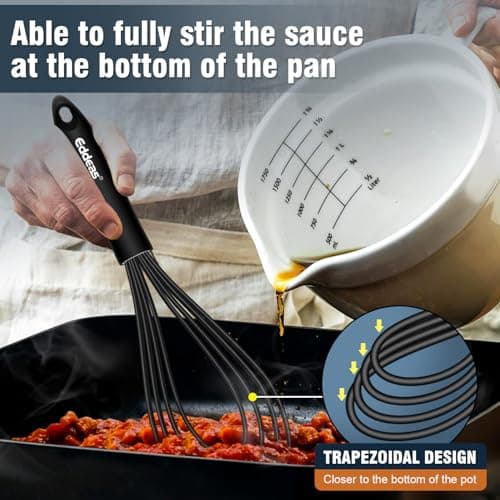 Flat Whisk, EDDEAS Silicone Gravy Whisk for Cooking, Beating, Stirring Gravy and Eggs 7
