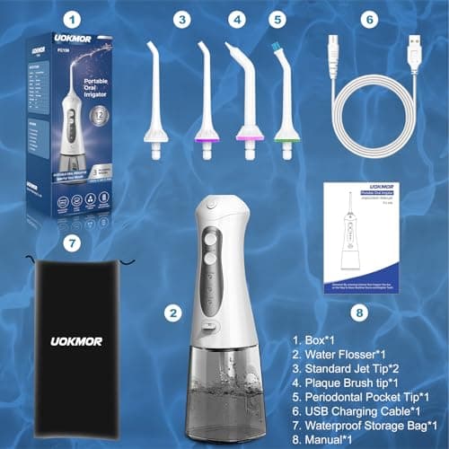Water Flosser Cordless Teeth Pick: Portable Adults Dental Oral Irrigator for Travel Flossers Cleaning Picks 300ML 8