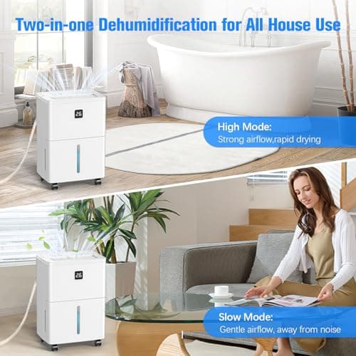 DEVERSE Max 25 Pints Dehumidifier for Home/Bedroom/Basement, 3000 Sq.Ft Coverage, with Drain Hose, Smart Humidity Control & Large Tank 5