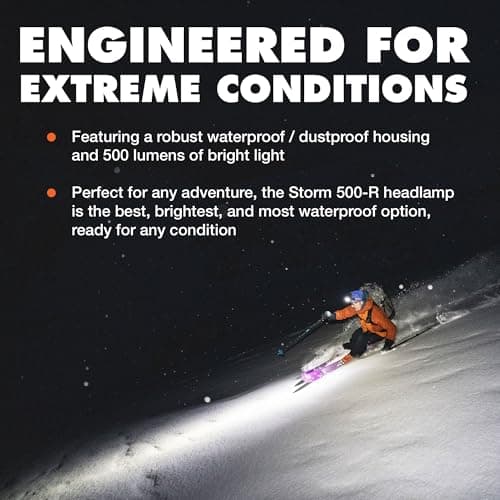 BLACK DIAMOND Storm 500-R Rechargeable Headlamp | 500 Lumens Brightness | Micro-USB Charging | Waterproof & Compact | Camping, Hiking, Running | Black 5