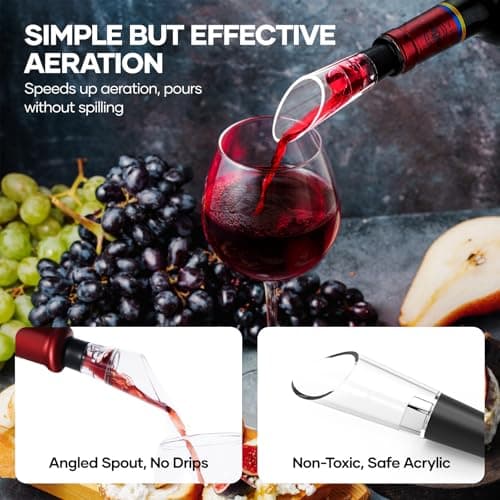 Crenova Electric Wine Opener, Rechargeable Wine Bottle Opener, Automatic Corkscrew with Vacuum Stopper, Aerator Pourer, Foil Cutter, Display Base, Gifts for Valentines Day New Home Wedding Birthday 7