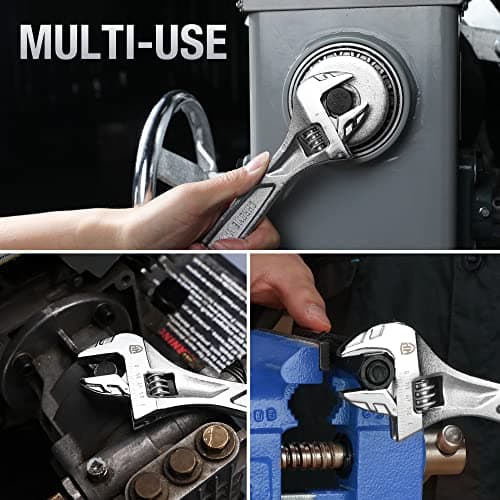 WORKPRO Adjustable Wrench, 8-inch Heavy Duty Spanner with Inch/Metric Scale, Premium Cr-V Steel, Chrome Plated 7