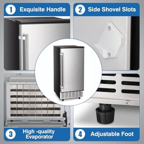 Kismile Commercial Built-in Ice Maker Machine,80Lbs/Day,Under Counter Ice Cube Maker with Drain Pump & 24H Timer,Reversible Door,Built-in Freestanding Ice Maker for Home & Office(Silver) 6