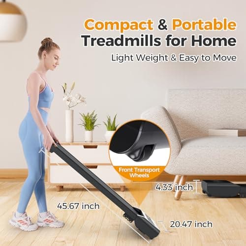 HiFast Walking Pad with Incline, Under Desk Treadmill for Home, 2.5 HP Portable Treadmills with Incline, Compact Treadmill Small Running Pad with LED Display, Remote Control 7
