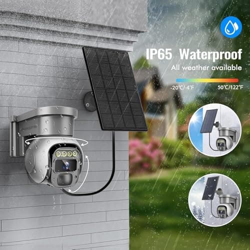 PHANSATIM Solar 4G LTE Cellular Security Cameras Wireless Outdoor,No WiFi Solar Powered Battery Camera for Home Surveillance,PTZ Motion Detection Sensor, Built in SIM Card 5