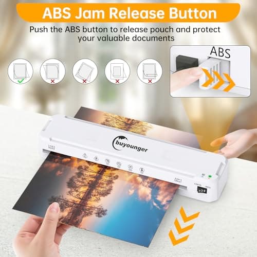 Buyounger Laminator Machine, A3 Laminator Machine with 30 Laminating Sheets, 13 Inch Laminating Machine with Fast Warm-up for A3/A4/A5/A6, Thermal and Cold 11X17 for Home School Office 6