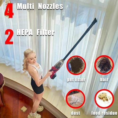 PMLYQ Cordless Vacuum Cleaner for Milwaukee M18 Battery,Wireless Handheld Power Vacuum Cleaner for Home, Boat, Workshop, Car, Pet Hair, Furniture(Tool Only No Battery) 6