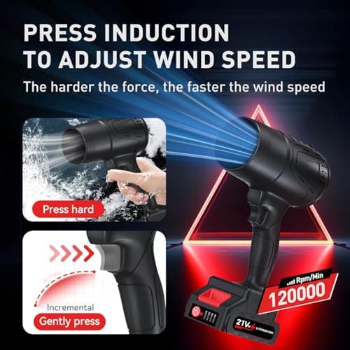 HCRTGAY Leaf Blower Cordless with Battery, 20000RPM 150MPH, 2024 New Model & Portable, 21V*2 Pcs Li-ion Battery, Patio Cleaning, Lawn Care, Blowing Leaves and Dust, etc. 5