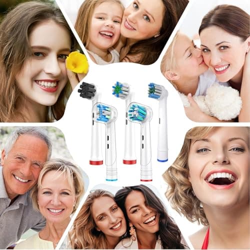 FIRIK Toothbrush Heads Replacement Compatible with Oral B: 8 Pack Professional Brush Head Refills for Braun Pro 1000/3000/5000/7000/8000/9000, Floss Action & Cross Action with Hygienic Caps 7