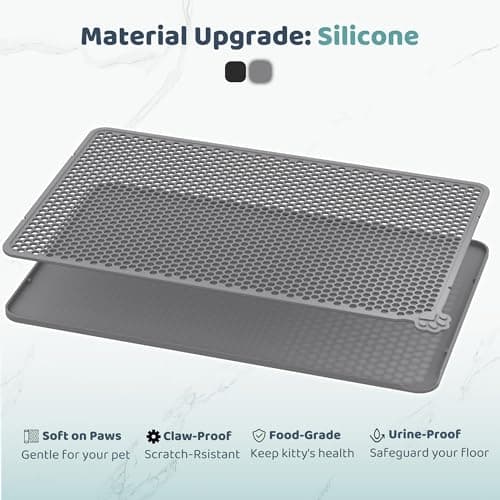 Purrersia Silicone Cat Litter Mat 24"x15" (Keep Floor Clean)(Easy Clean)(Anti-Crease)(Built to Last)(Non-Slip)(Double Layer Detachable)(Soft on Paws)(Claw-Proof) 8